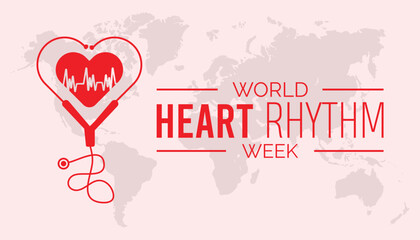 World Heart Rhythm Week observed every year in June. Template for background, banner, card, poster with text inscription.