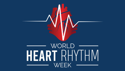 World Heart Rhythm Week observed every year in June. Template for background, banner, card, poster with text inscription.