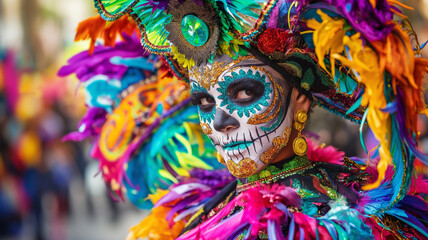 Naklejka premium Day of the dead parade, Mexico City