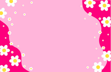 colorful pink summer background with daisies flowers