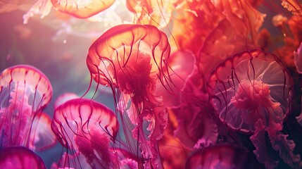 Beautiful colorful jellyfish in the sea waters