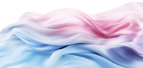 Soft gradient  pink and blue  fabric wavy folds on transparent background.