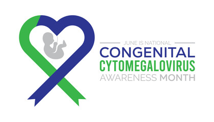 National Congenital Cytomegalovirus awareness month observed every year in June. Template for background, banner, card, poster with text inscription.