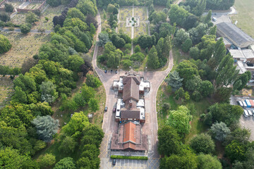 aerial view of Chanterlands Avenue Crematorium Chapel and memorial garden, Kingston upon Hull 