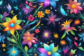 A seamless pattern of Mythical Meadow.