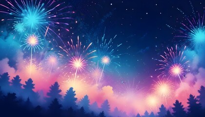 Fototapeta premium Firework background: Abstract firework celebration for celebrations