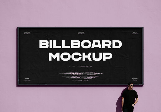 Billboard on White Wall Mockup