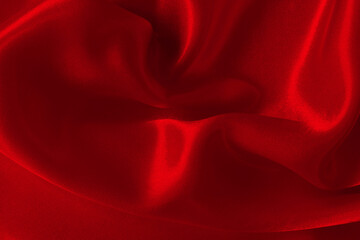 Dark red fabric texture background, detail of silk or linen pattern.