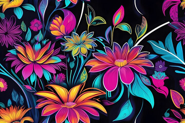 A seamless pattern of Neon Bloom.