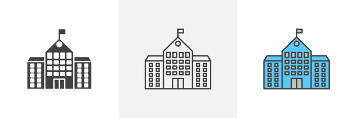 Educational Icons Set. Visuals for School Buildings and Learning Centers.