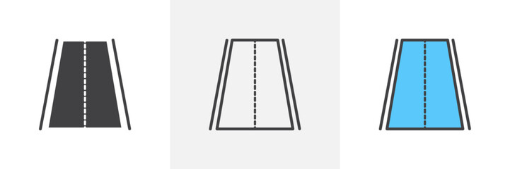 Direct Route Icon Set. Vector symbols for direct roads and paths. Icons for clear routing.