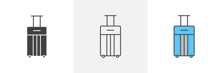 Travel Bag Icon Set. Vector symbols for suitcases and luggage used in travel. Icons for travel accessories.