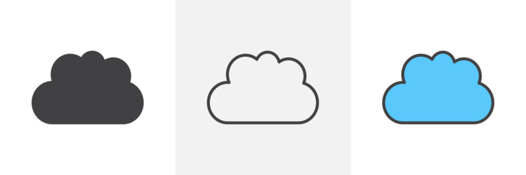 Illustrative Cloud Icon Set. Vector symbol for creative cloud designs.