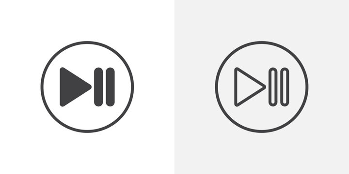 Media Playback Icons Set. Vector symbols for play and pause functions in audio and video.