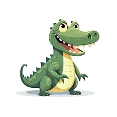 Fototapeta premium Cheerful Cartoon Crocodile Illustration Standing with a Friendly Smile