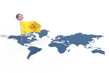 Pianeta Terra 3D con bandiera New Mexico al vento © albasu