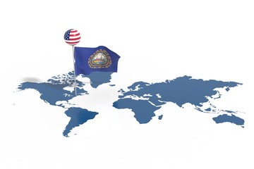 Pianeta Terra 3D con bandiera New Hampshire al vento © albasu