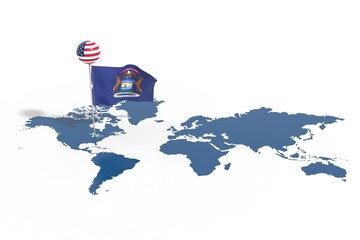 Pianeta Terra 3D con bandiera Michigan al vento