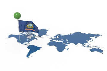 Pianeta Terra 3D con bandiera Idaho al vento © albasu