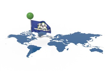 Pianeta Terra 3D con bandiera Connecticut al vento © albasu