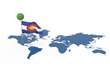 Pianeta Terra 3D con bandiera Colorado al vento © albasu