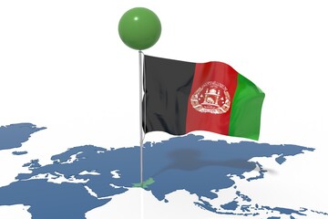 Pianeta Terra 3D con bandiera Afghanistan al vento © albasu