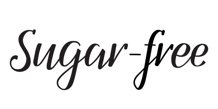 Sugar-free. Handwritten lettering. Inscription in English. Modern brush ink calligraphy. Black isolated words on white background. Vector text. Food Ingredients label, nutritional information.