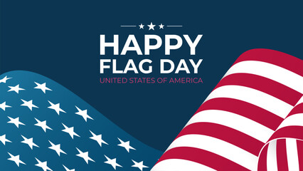 U.S. Flag Day Celebration Banner. United States Happy Flag Day holiday background with waving American national flag. Vector illustration.	