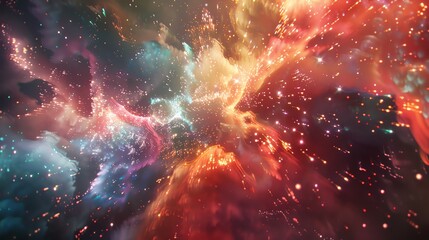 Panoramic view of a dynamic fireworks show, featuring a cascade of brilliant sparkles and explosive colors