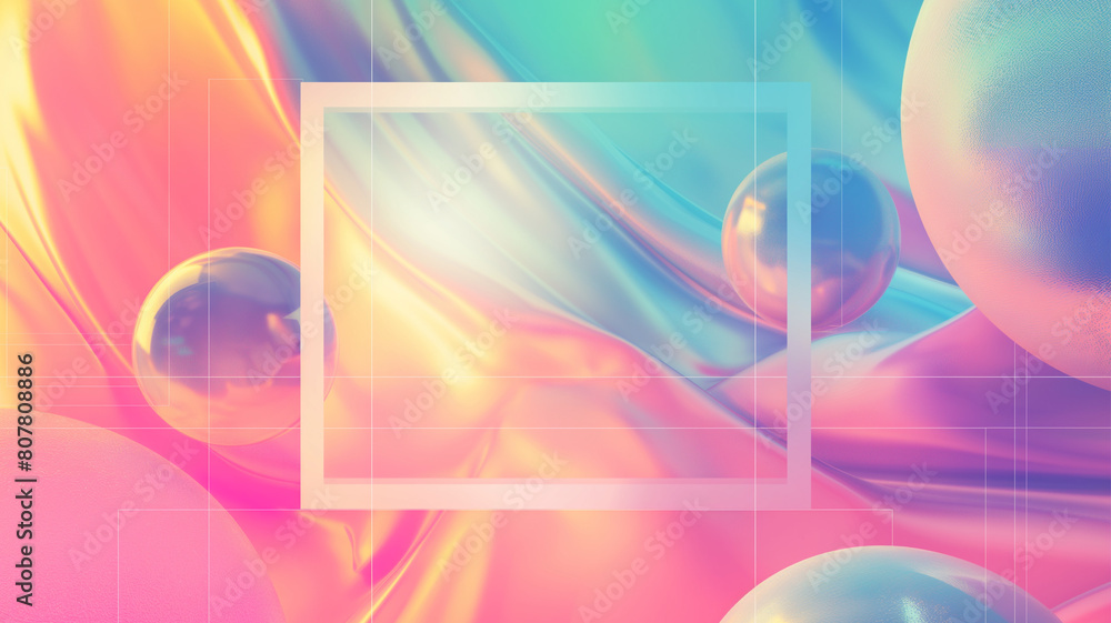 Aufkleber y2k banner with gradient mesh background and a square frame, classic 2000s aesthetics abstract backg