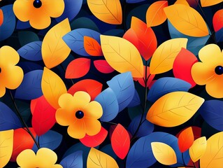 Seamless pattern. This vibrant image captures a beautiful floral pattern with a seamless design The seamless pattern is highlighted by the contrasting dark background