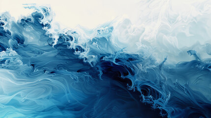 Ethereal blue abstract waves in a flowing art design