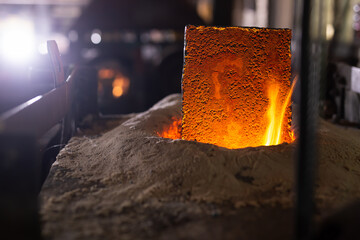 Foundry - ferrous metal is melted in an induction furnace of metallurgical plant - 807809683