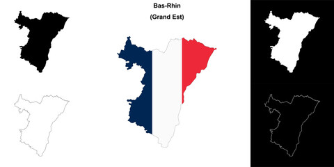 Bas-Rhin department outline map set