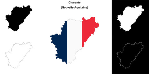 Charente department outline map set