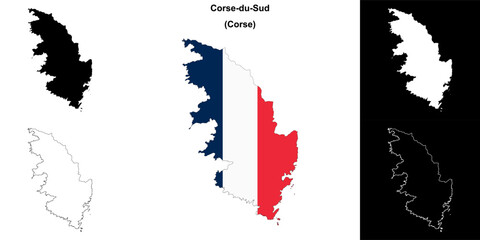 Corse-du-Sud department outline map set