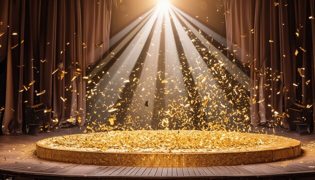 Gilded Glory: Confetti Shower on Stage