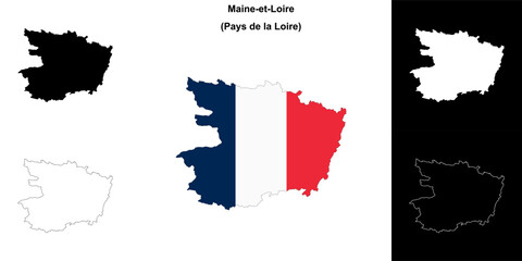 Maine-et-Loire department outline map set