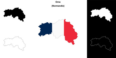 Orne department outline map set
