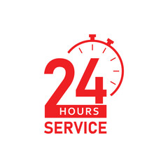24 hours service label with arrow
