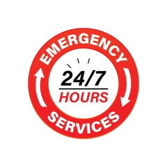 24/7 hours emergency service vector
