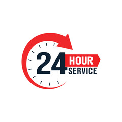 vector 24 hours service label design 
