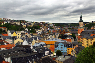 Townscape of Greiz, a town in the state of Thuringia, Germany