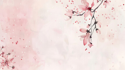 Elegant pink floral backdrop with delicate blossoms and dots
