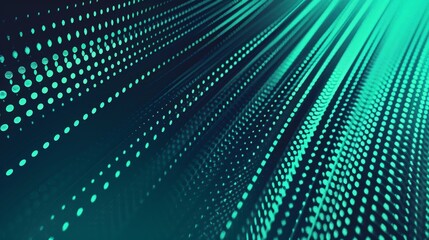 Obraz premium Parallelogram Halftone Gradient Vector Dynamic Velocity Eye Catching Texture. Modern Energetic Pattern Conceptual Turquoise Abstract Background. Striking Speed Effect Abstraction Teal Green 