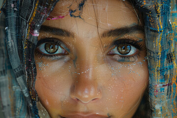 Portrait of a Saudi woman with striking eyes and artistic makeup