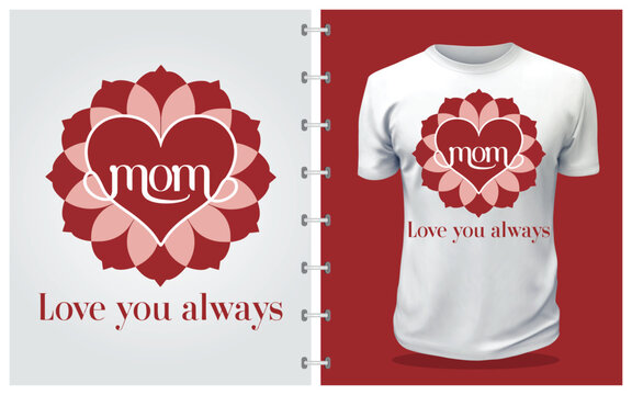 Happy Mothers Day Caligraphy Tshirt Design with isolated floral background