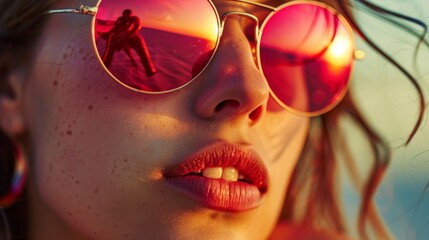 Customization and Personalization: Highlight sunglasses customization options by showcasing a pair with interchangeable lenses or customizable frames. Generative AI