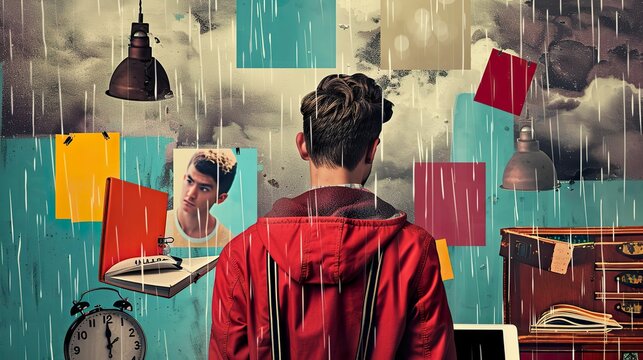 Digital Currency Learner, tablet, exploring online courses, in a virtual classroom, rainy weather, photography, spotlight, HDR effect, Frontal view