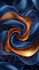 spiral abstract background blue with gold lines 